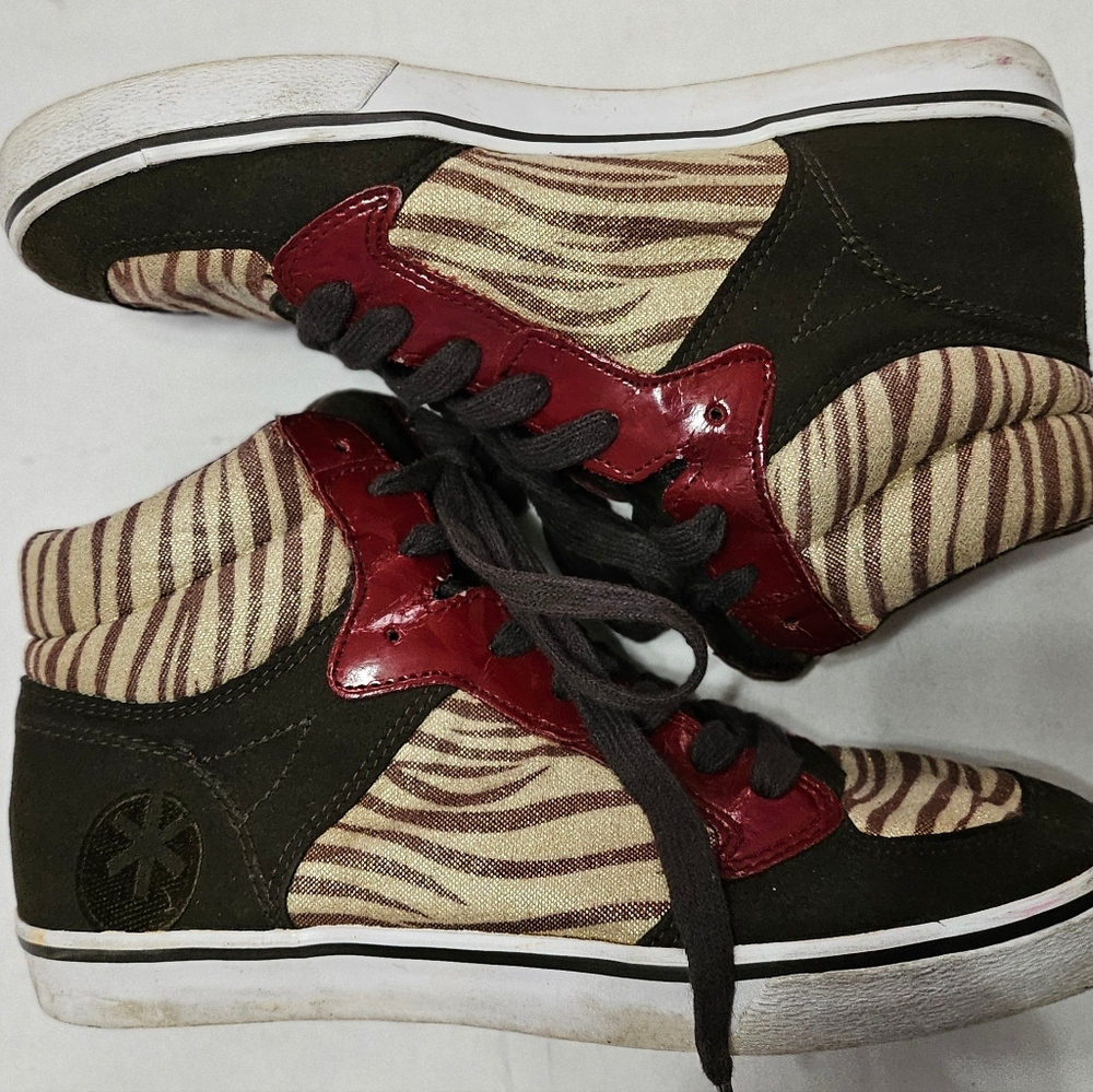Steve Madden Fix Block 97 High Top Shoes Brown Striped Men's Size 8 Basketball‎